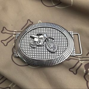 Silver Motorcycle Buckle Belt